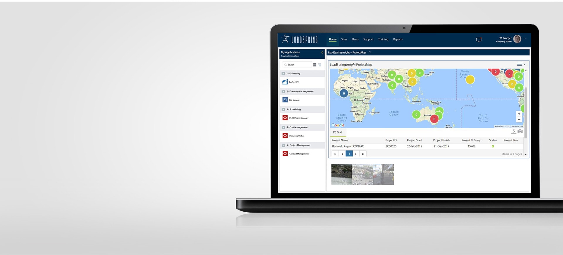 Laptop displaying a map Loadspring